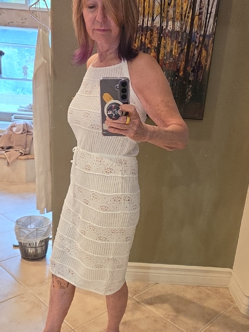 Sleeveless White Crochet Halter Dress--: The "Event-Ready" NWT